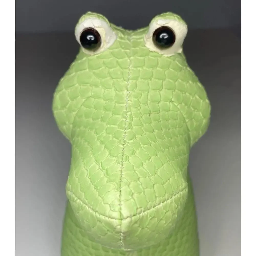 Vintage Streamline Alligator Bookend Faux Leather Weighted Green Crocodile
